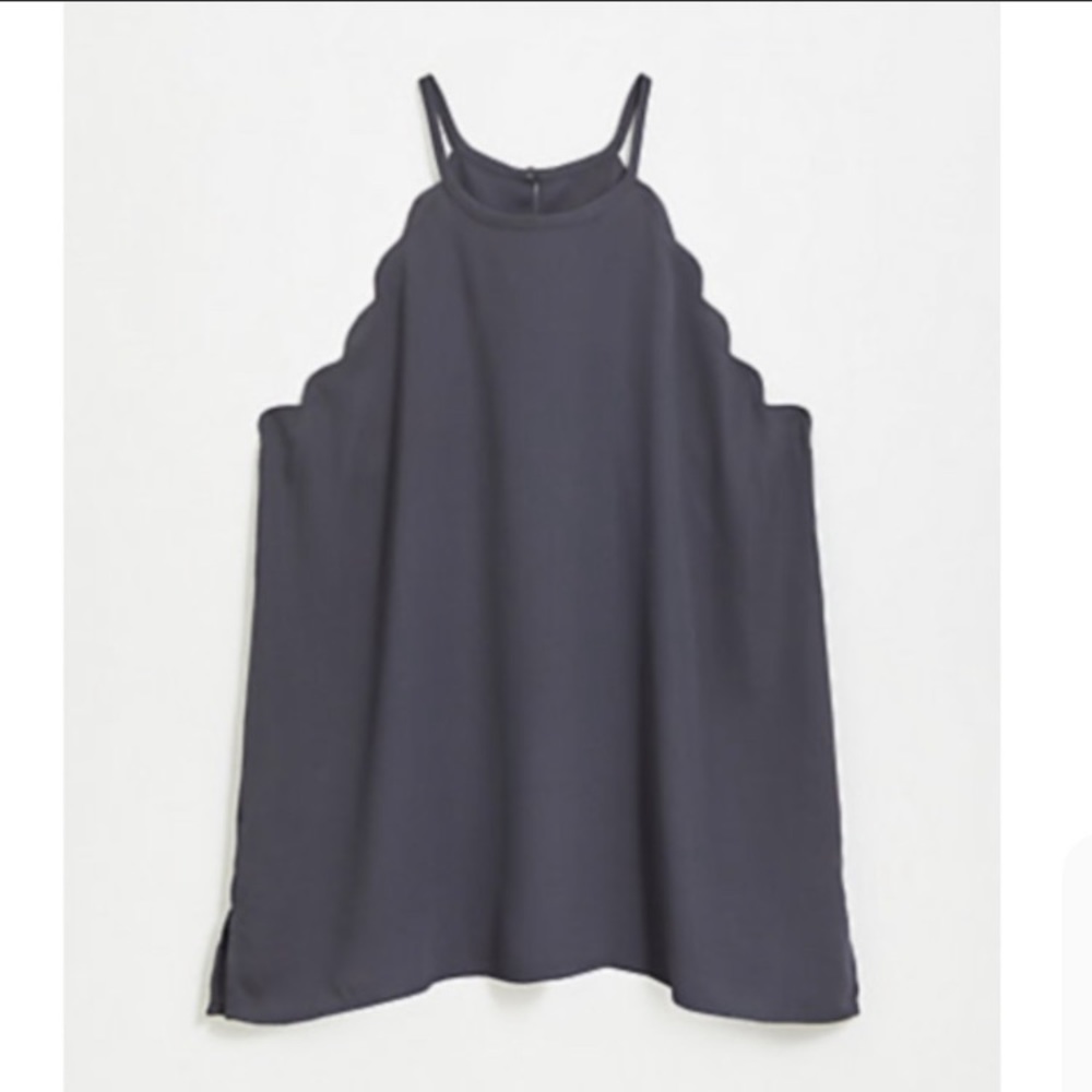 Loft Gray Scalloped Halter Top